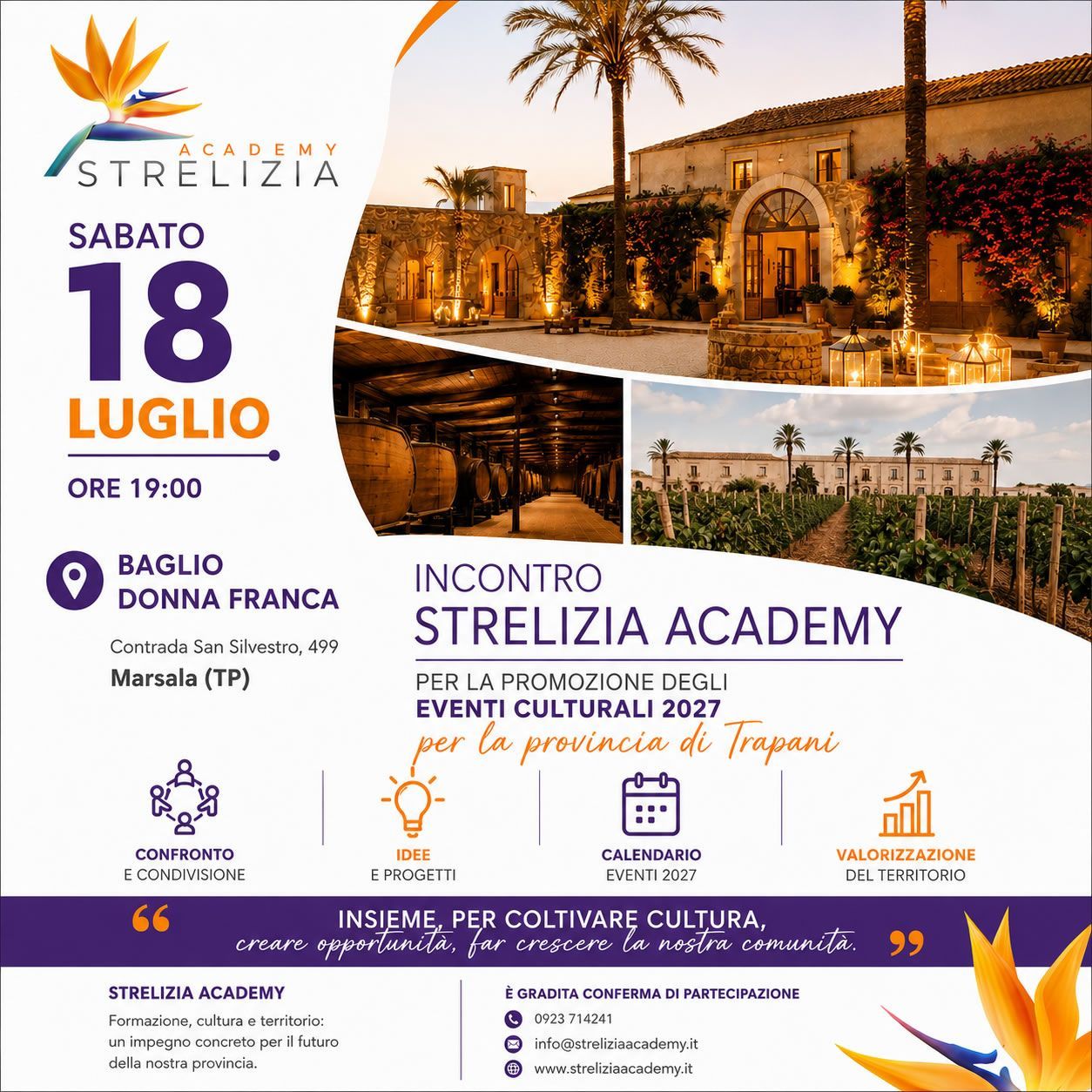 Incontro Strelizia Academy per la promozione degli eventi culturali 2027 nella provincia di Trapani